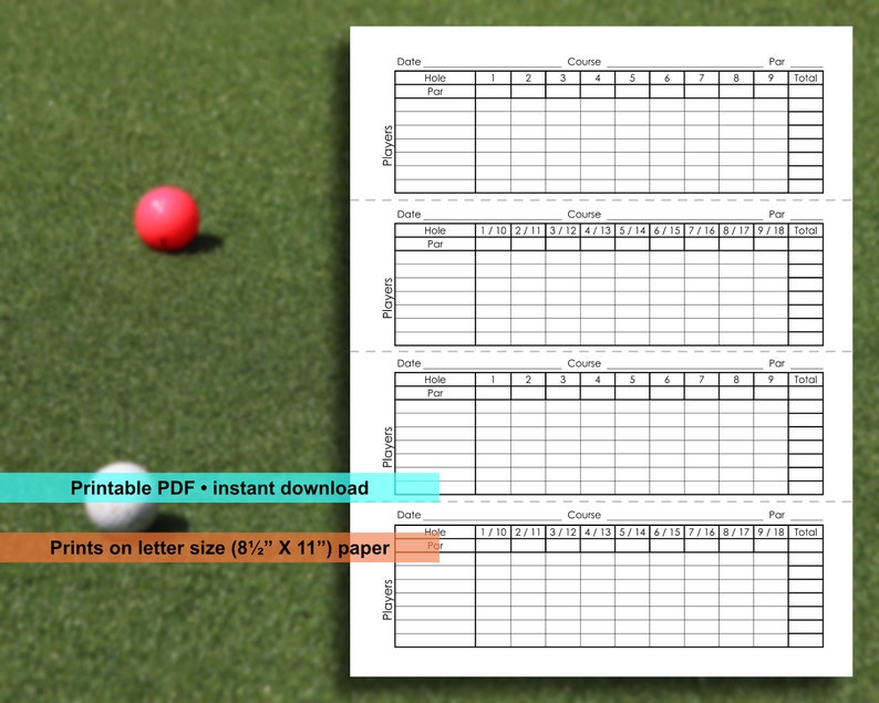 Mini Golf Scorecard 2 Different Styles Printable PDF Etsy