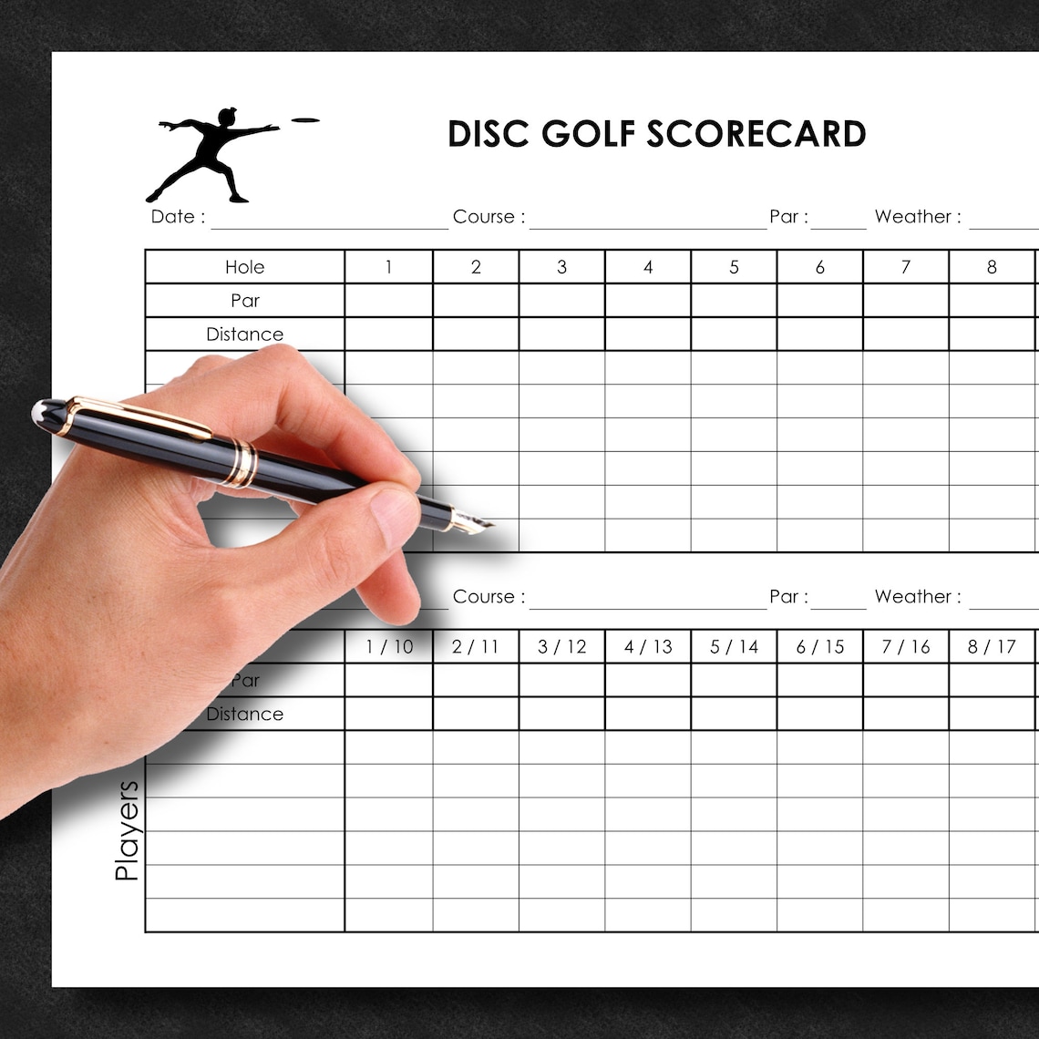 Disc Golf Scorecard Frisbee Golf Scorecard Printable PDF Etsy