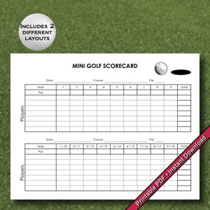 Mini Golf Scorecard / 2 estilos diferentes / PDF imprimible / Descarga digital instantánea