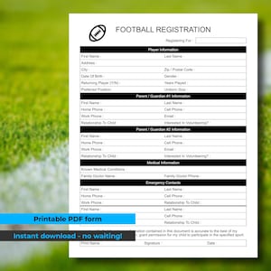 Fußball Meldeschein | Druckbare PDF | Sofortiger digitaler Download