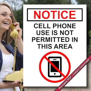 No Cell Phone Use Sign: Printable Notice (PDF Download)