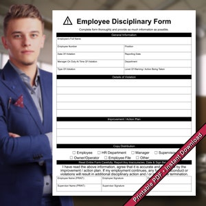 Employee Disciplinary Form | Printable PDF | Instant Digital Download