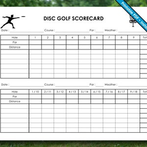 Disc Golf Scorecard Frisbee Golf Scorecard Printable PDF - Etsy