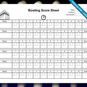 Bowling Score Sheet Etsy Bowling Score Sheet Etsy