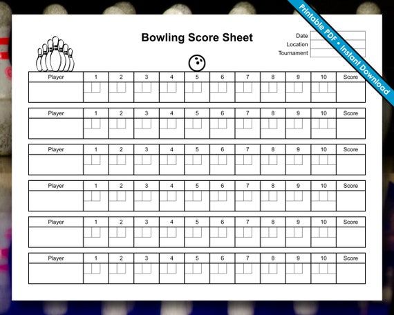 Bowling Score Sheet Etsy Bowling Score Sheet Etsy
