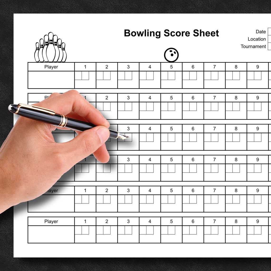Bowling Score Sheet Etsy Bowling Score Sheet Etsy