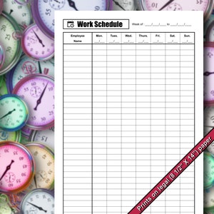 Basic Weekly Employee Work Schedule | Up To 35 Employees | Printable PDF | Instant Digital Download