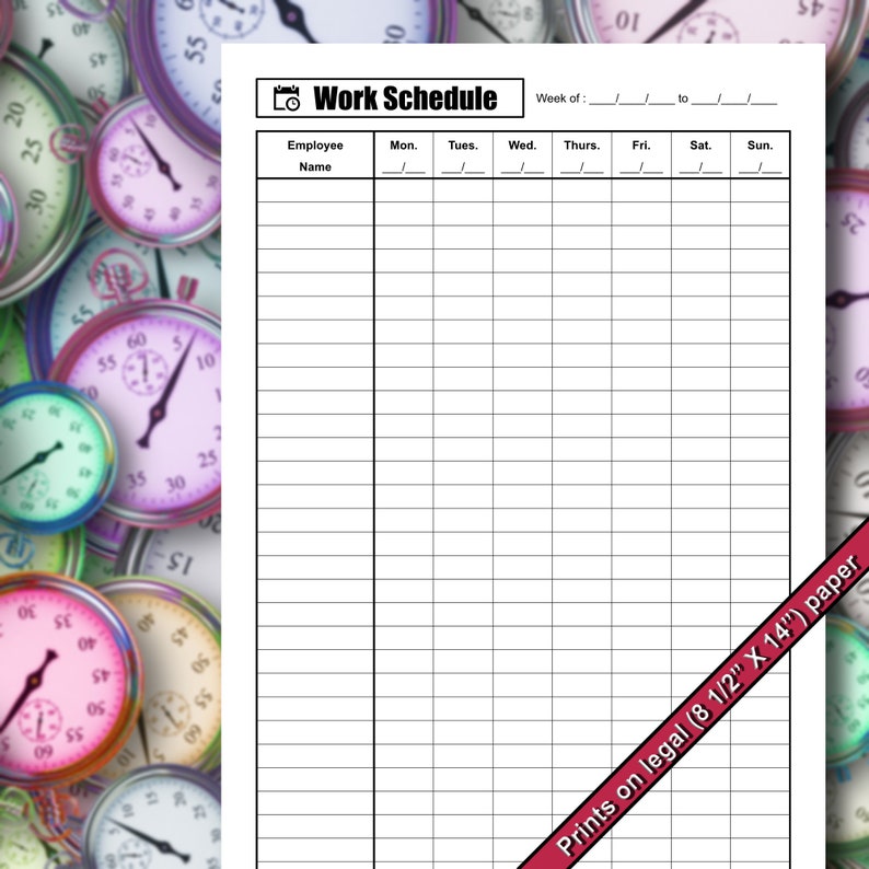 Interchangeable Work Schedule.pdf Basic Weekly Employee Work Schedule | up to 35 Employees | Printable ...