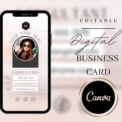 Digital Business Card Template Canva Real Estate Business Etsy