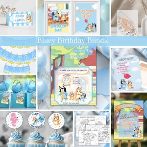 Bluey Birthday Bundle | Bluey Party Kit | Editable Bluey Birthday Printables | Bluey Decorations, Games & Welcome Sign | Bluey Blue Dog