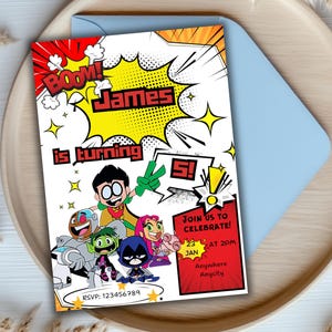 Teen Titan Go Birthday Invitation: Editable Party Template