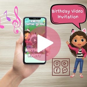 Gabby&#39;s Dollhouse Birthday Video Invitation: Animated Theme (Personalised Invite)