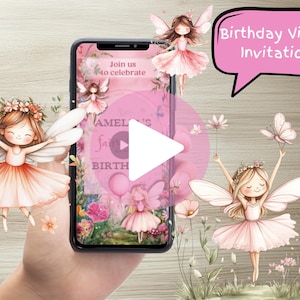 Invito per il primo compleanno delle fate, invito per il primo compleanno delle fate, invito per il compleanno del giardino incantato, invito per il primo compleanno delle bambine, invito video
