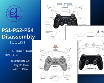 Desmontar PS1 PS2 PS4, Descarga de plantilla PDF, Desmontaje