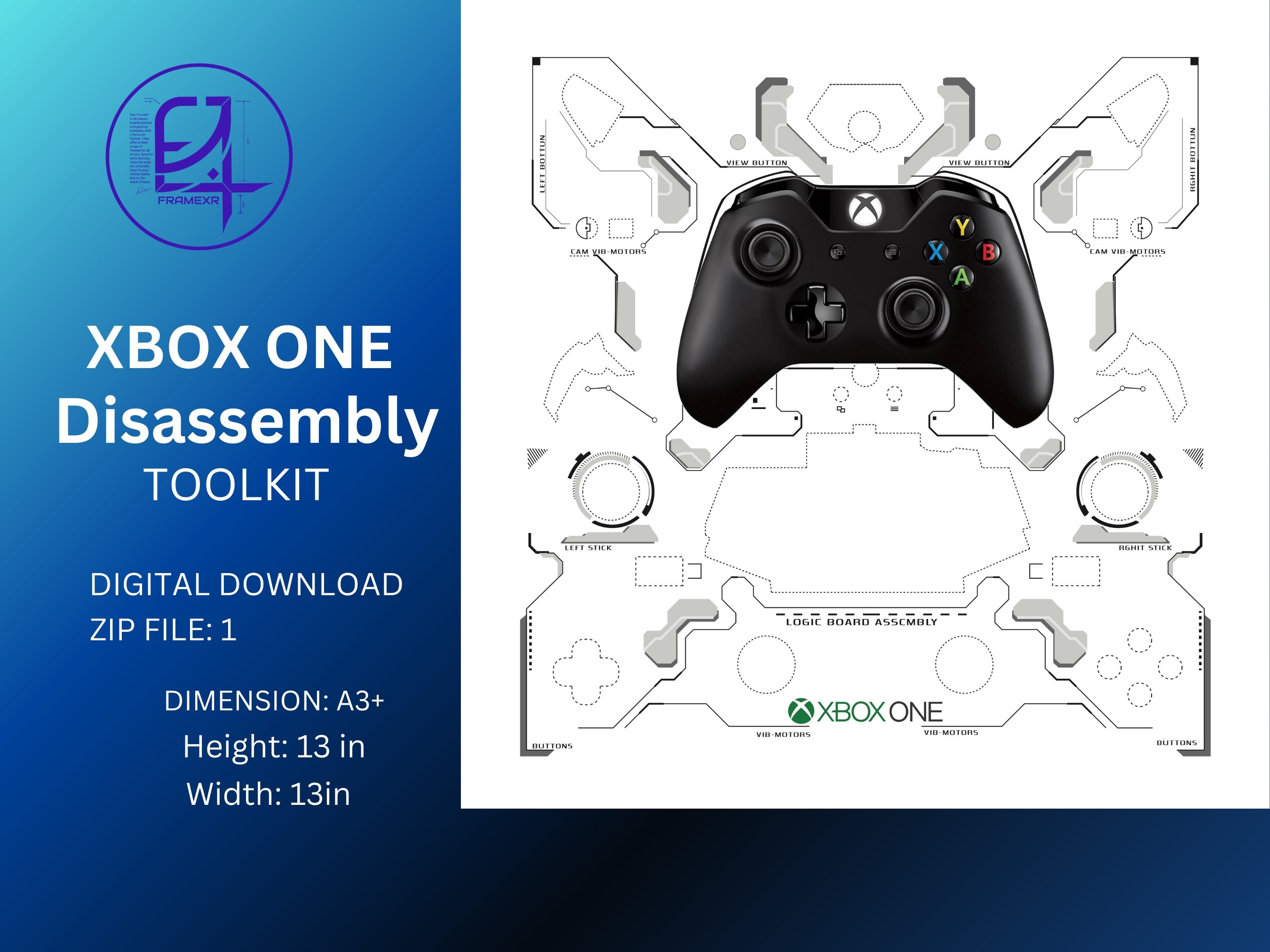 Disassemble Xbox One Template PDF Download, Framed Xbox One Disassemble Xbox One Template PDF Download, Framed Xbox One
