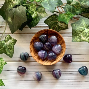 Tiny Rainbow Fluorite Puffy Heart