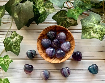 Tiny Rainbow Fluorite Puffy Heart