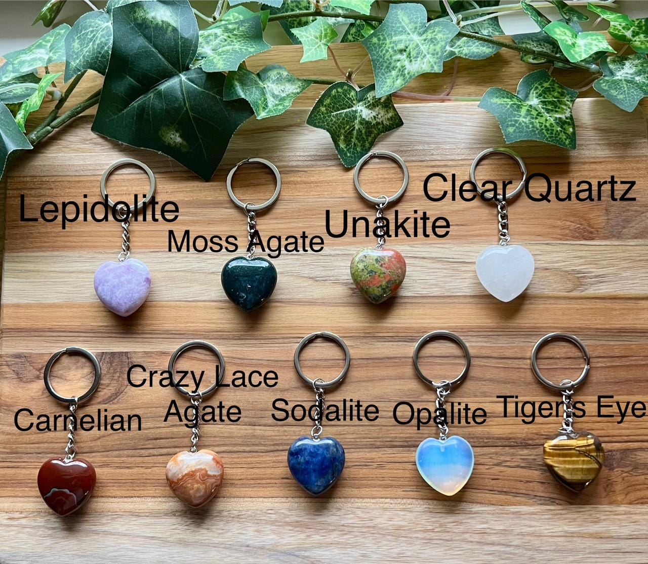 Heart Shaped Gemstone Keychain - You Choose - Etsy