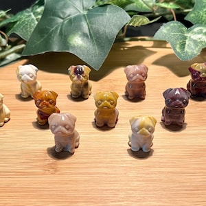 Tiny Mookaite Jasper Pug Dog - 1&quot; - You Choose