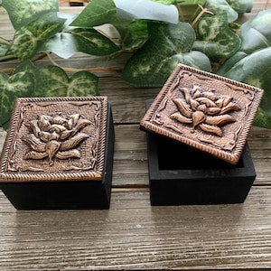 Bronze Metal Lotus Trinket Box