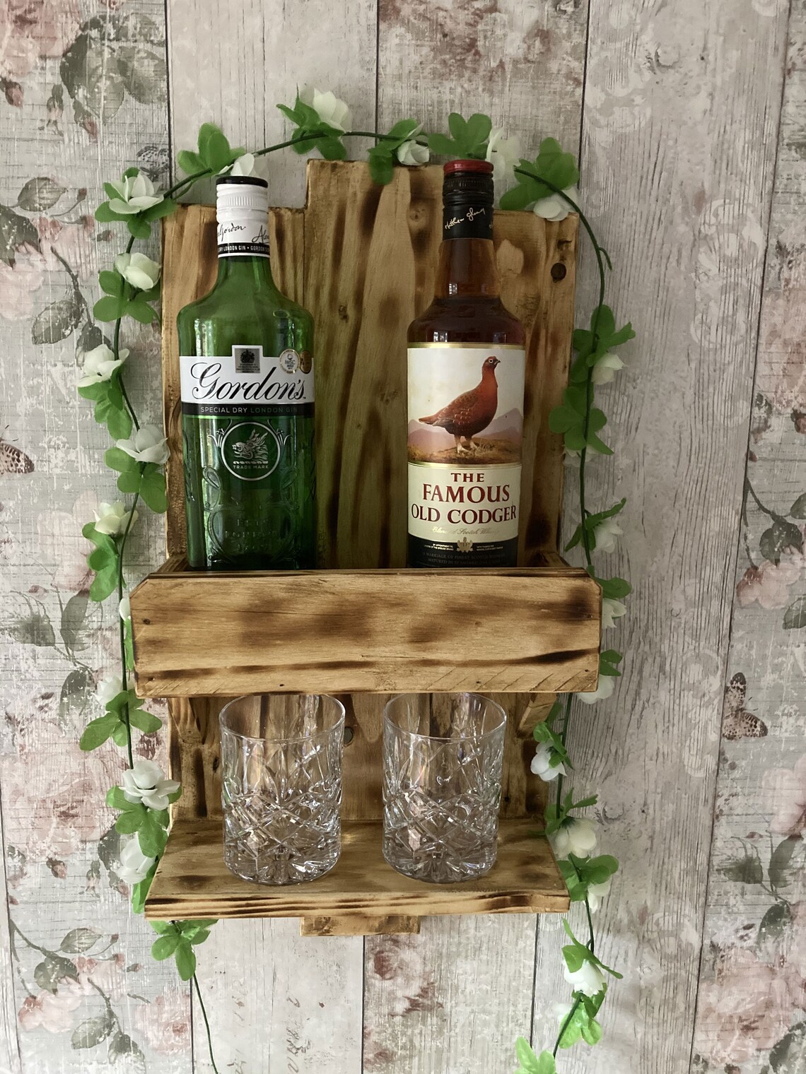 Wooden Drinks Rack Wall Mounted hold 2/3 Bottles & 2/3 Etsy