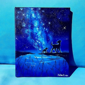 deer by the lake painting called Bambi II (8in x 10in)