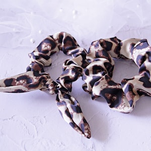 Classy Leopard Satin Scrunchies Combo| Cheetah bunny ears bow Bowknot scrunchies | Animal Print Scrunchie