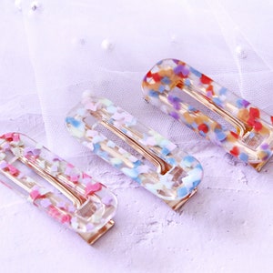 Cellulose Acetate Hair clips  | Mixed color Geometric Acrylic Hair Accessory  | Water Drop Resin Hair Clip  | Fun Pattern Hair Clips