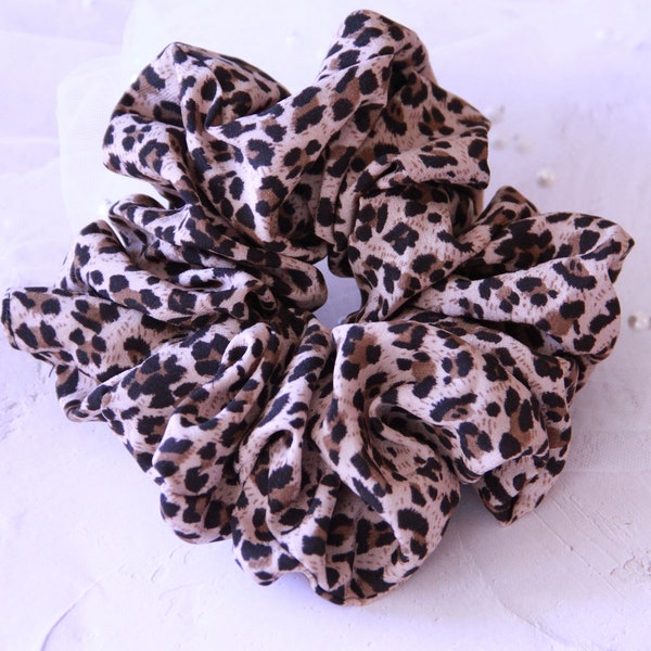 Oversized Chiffon Leopard Scrunchie | Extra Large Leopard Scrunchies | Oversized Cheetah Scrunchies| Jumbo Oversized Big Scrunchies