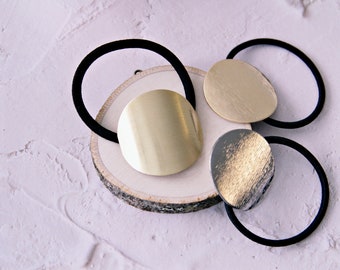 Minimalist circle hair tie| Metal Cricle Ponytail holder| Gold & Silver Metallic hair cover| Geometric Hair Tie