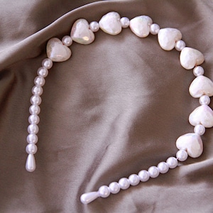 Heart Pearl Love Headband | Wedding Headbands | Bridal Headband| Ivory Pearl Headband