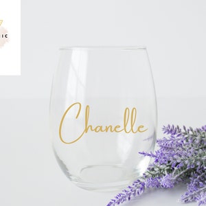 Personalized Stemless Wine Glass/Bridesmaid Glasses/Bridal Party Gift/Bridesmaids Gift/Bridesmaid Proposal Gift image 1