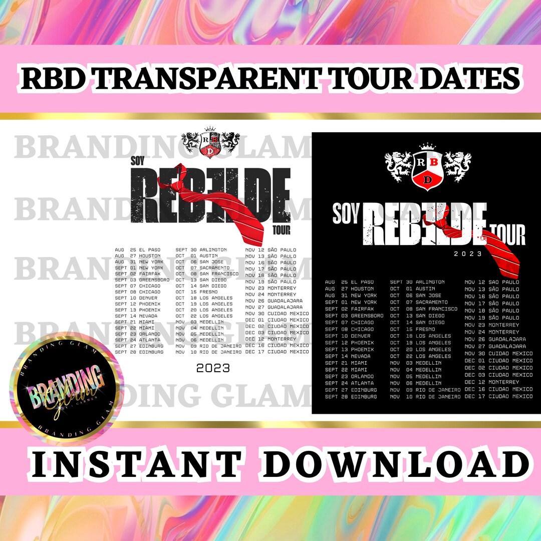 RBD TOUR Dates,rebelde Png File, Digital File Only, Instant Download