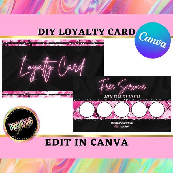 Canva DIY Loyalty Card Design, Feminine Beauty Loyalty Card, Loyalty Card Template, Loyalty Business Card