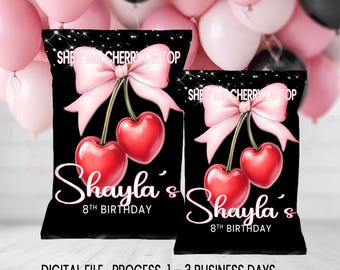 She's The Cherry on Top Chip Bag Wrapper: Printable Birthday Party Favor (Digital Download)
