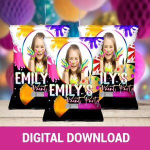 Brush, Paint, & Celebrate! Paint Party Chip Bag Favor | Personalized Party Favor | Digital Download