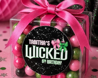 Wicked Inspired Stickers | 2.5 Inch Round | Pink & Green Theme