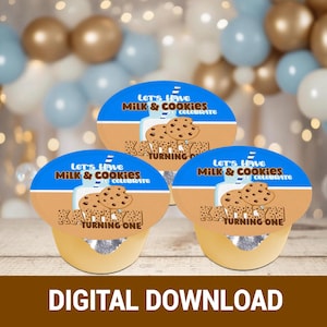 A Cookie-licious Party! Milk & Cookies Applesauce Cup |  First Birthday Party Favor |  Birthday Digital Favor