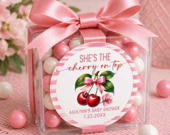 She's The Cherry On Top Stickers | Baby Shower Favor Labels