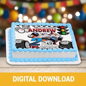 Fast Lane Fun! Race Car Party | 2 Fast 2 Curious Cake Frosting Sheet | Fun 2nd Birthday Favor | Half and Quarter Sheet Cakes