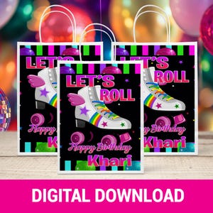 Roll Into Fun! Skate Party Gift Bag | Fun & Trendy Tween and Teen Birthday Party Favors | Digital Party Printable