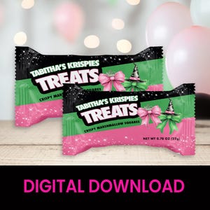 Wickedly Sweet! Pink & Green Party Marshmallow Crispy Treat | Wicked Witch Party Favor | Digital Birthday Party Favor