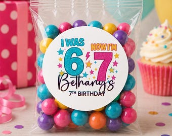 Birthday Party Favor Stickers | 2.5 Inch Round | Six Seven (6/7)