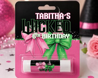 Wicked Inspired Lip Balm Party Favor | Birthday Physical Favor | Pink & Green Theme