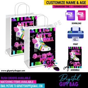 Gift Bag Label | Roller Skate Party Gift Bag Party Treat | Adorable Gift Bag Birthday Party Favors | DIGITAL ONLY