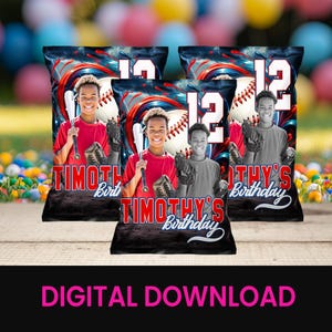Ein Grand-Slam-Jubel! Baseball Chip Tasche | Geburtstag Gastgeschenk | Geburtstag Digital Gunst