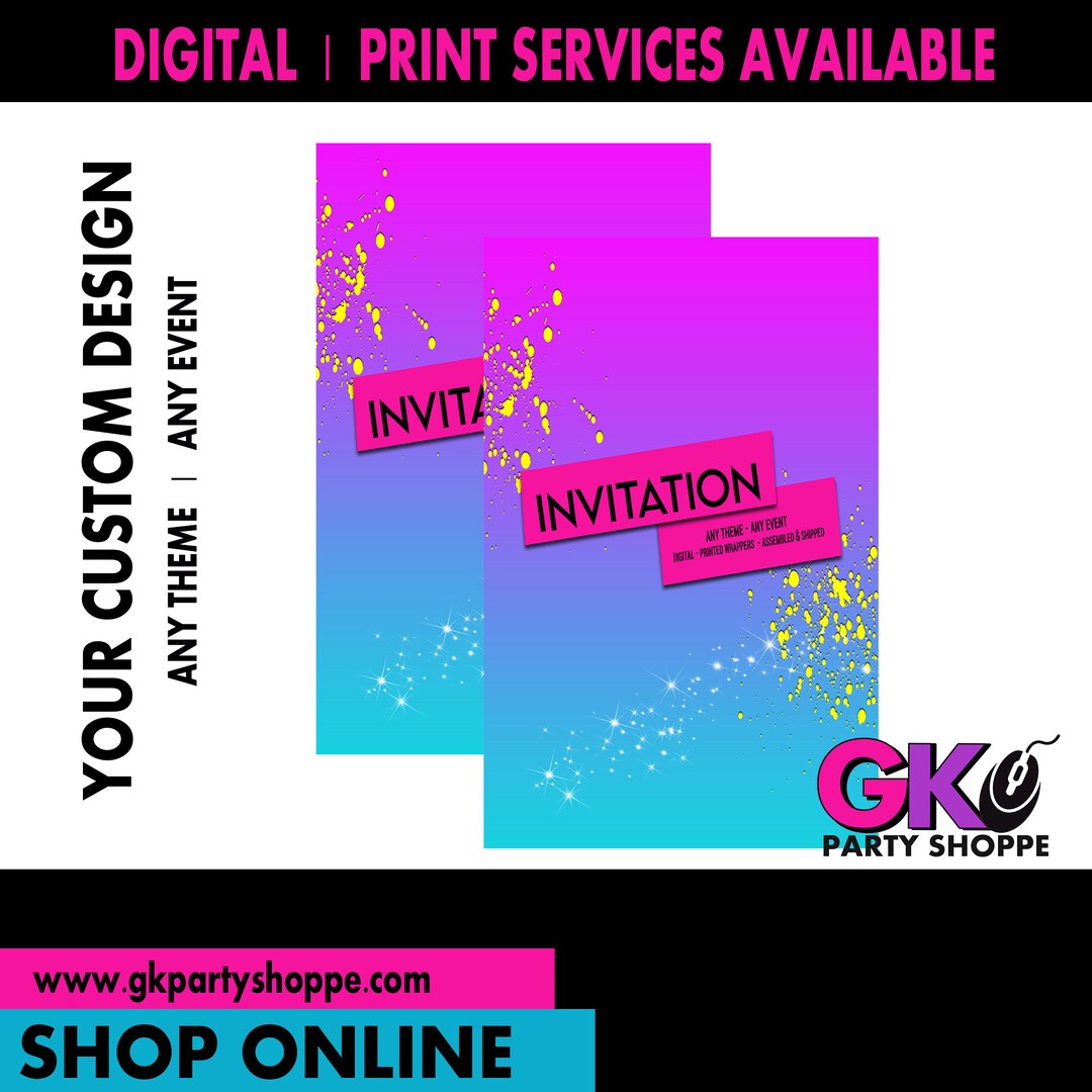 Custom Invitation Custom Design Party Favors ANY THEME Any Event ...
