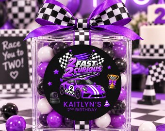 2 Fast 2 Curious Race Car Stickers | Personalized 2nd Birthday Labels