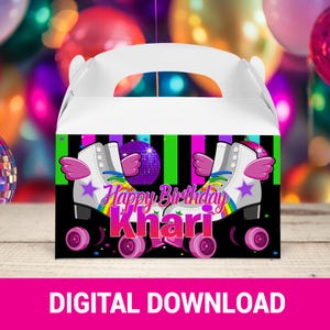 Roll Into Fun! Skate Party Gable Box | Fun & Trendy Tween and Teen Birthday Party Favors | Digital Party Printable