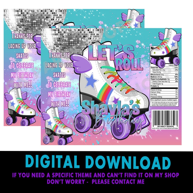 Chip Bag Wrapper Roller Skate Chip Bag Party Treat Adorable Chip Bag
